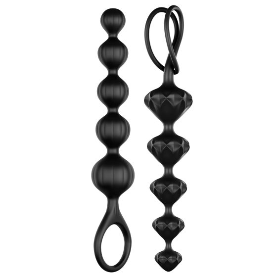 Satisfyer Love Beads - set analnih dildojev z biseri - črn (2 kosa)