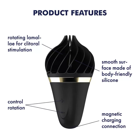 Satisfyer Sweet Treat - polnilni vibrator za klitoris z vrtečo glavico - črna