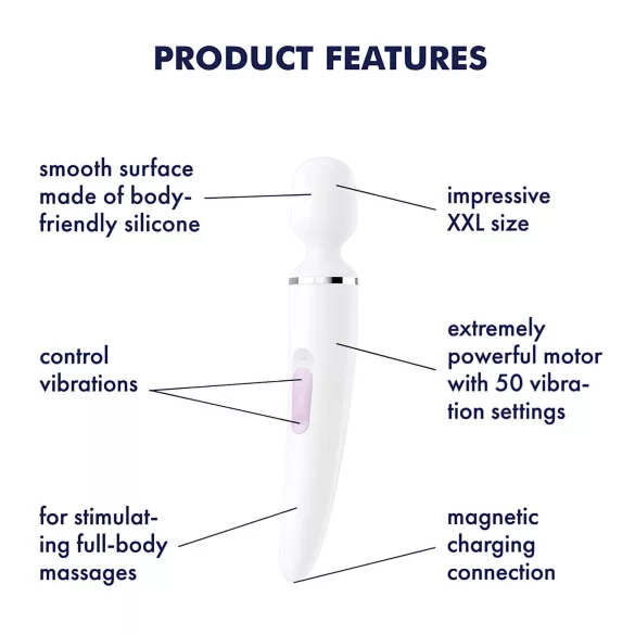 Satisfyer Wand-er Woman - vodoodporni masažni vibrator (bel)