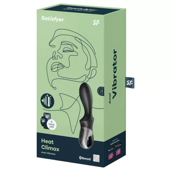 Satisfyer Heat Climax - analni vibrator z ogrevanjem, ki ga upravlja aplikacija (črn)