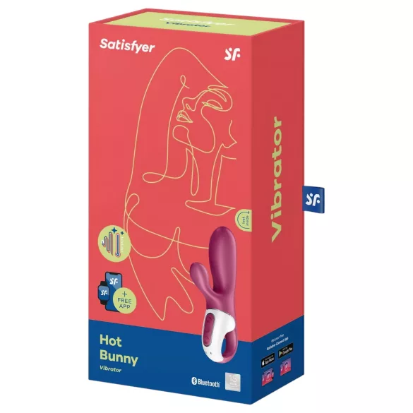 Satisfyer Hot Bunny - z aplikacijo upravljan grelni vibrator z ušesci za klitoris (rdeč)