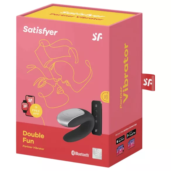 Satisfyer Double Fun - vibrator za pare - vodoodporen, pameten - črn