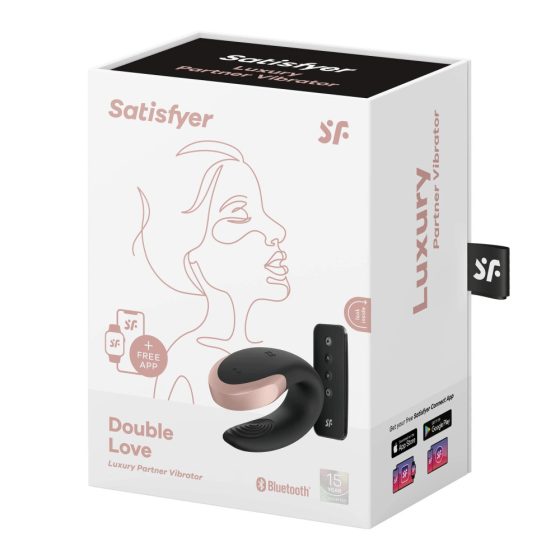 Satisfyer Double Love - pametni, polnilni, vodoodporni, radijsko vodeni vibrator (črn)