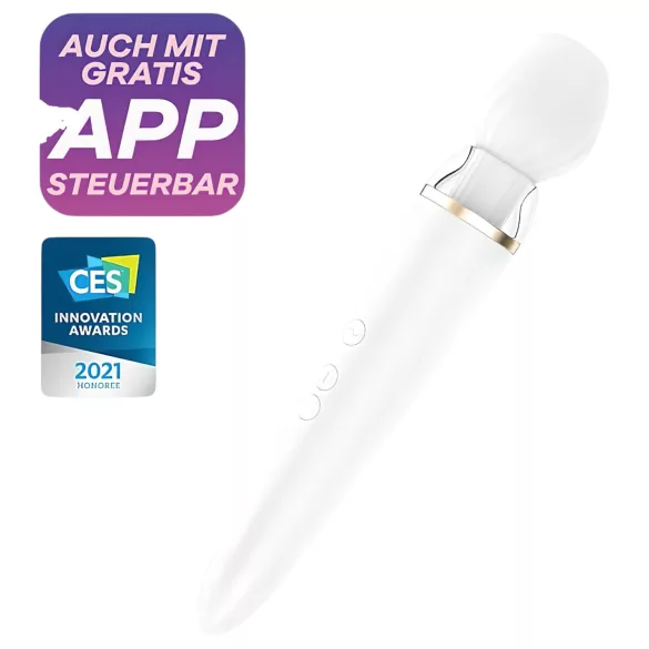 Satisfyer Double Wand-er - masažni vibrator - pametni - bel