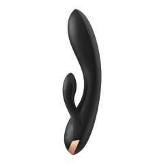   Satisfyer Double Flex - pametni vibrator z dvojnim zajčkom (črn)