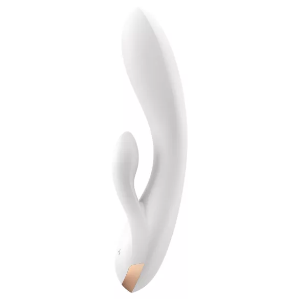 Satisfyer Double Flex - aplikacijsko vodeni vibrator z nastavkom za klitoris (bel)