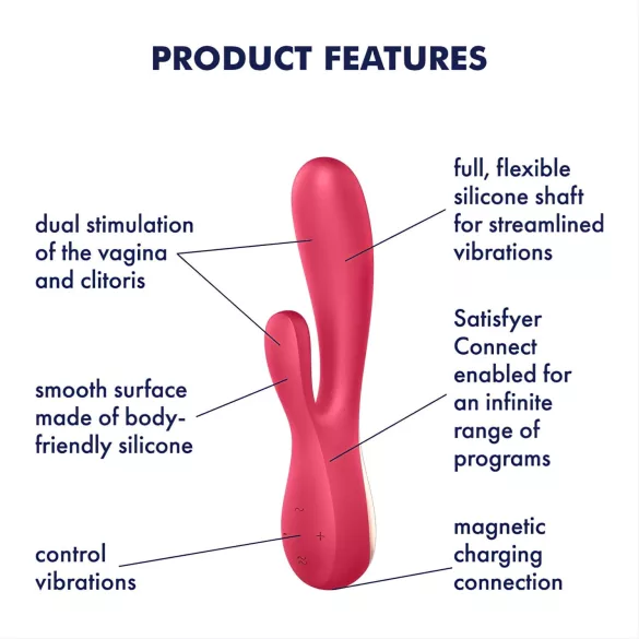 Satisfyer Mono Flex - vibrator za par - vodoodporen silikon rdeč