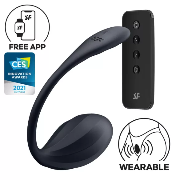 Satisfyer - vibracijsko jajce na daljinsko upravljanje - rebrasto - črno