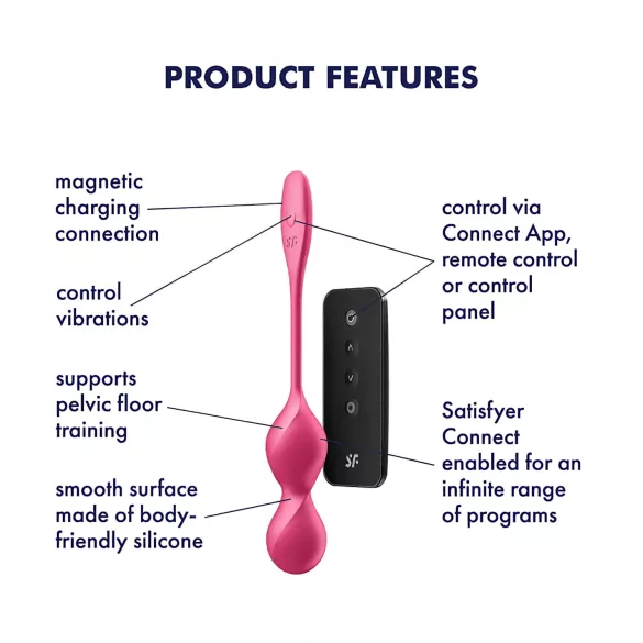 Satisfyer Love Birds 2 - aplikacijsko vodena vibracijska gejšina kroglica (roza)