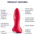 Satisfyer - analni vibrator z vrtljivimi kroglicami - silikonski, rdeč
