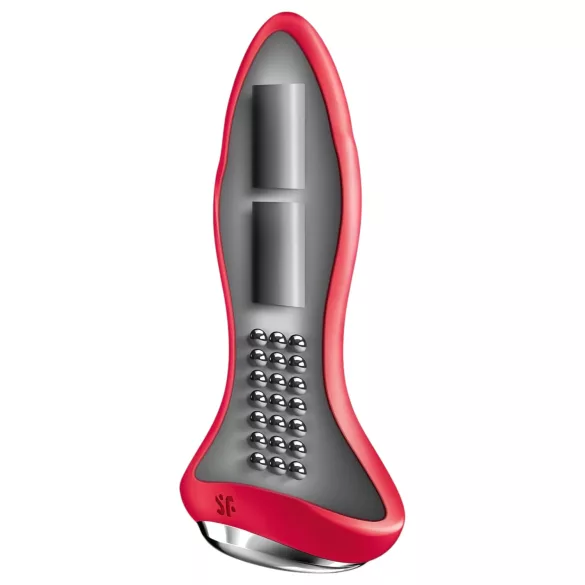 Satisfyer - analni vibrator z vrtljivimi kroglicami - silikonski, rdeč