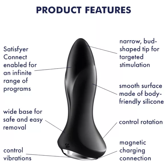 Satisfyer Rotator Plug 1 - analni vibrator z zrncami - črna