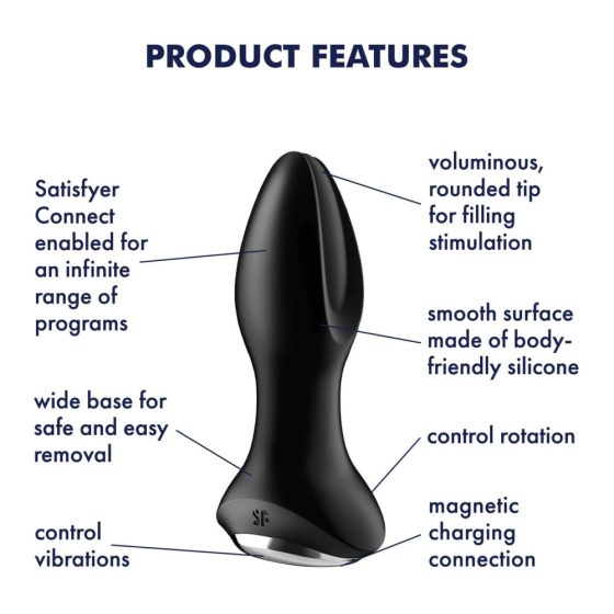 Satisfyer Rotator Plug 2 - rotirajoči analni vibrator s kroglicami za polnjenje (črn)