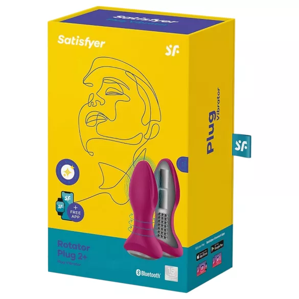 Satisfyer - analni vibrator z vrtljivimi kroglicami - polnilni - rdeč