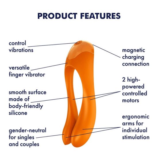 Satisfyer Candy Cane - Vodoodporen vibrator z dvojnim koncem, ki ga je mogoče polniti (oranžna)