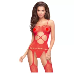   Penthouse - seksi mrežasti komplet - valovita struktura, odprt kroj - rdeča - XL