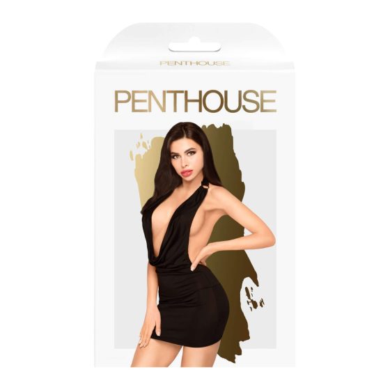 Penthouse Heart Rob - obleka z globokim izrezom in tangicami (črna) - M/L