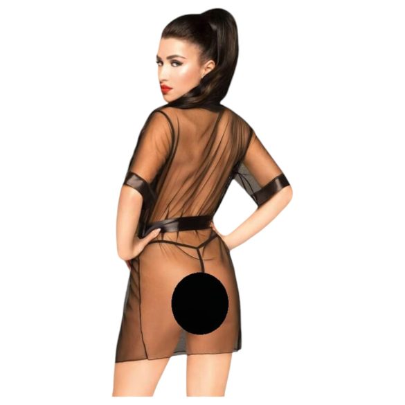 Penthouse Midnight Mirage - saten kimono in tangice (črna)