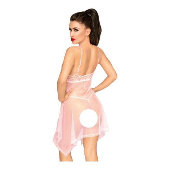 Penthouse Naughty Doll - asimetrična čipkasta obleka s tangicami (roza) - L/XL