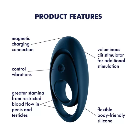 Satisfyer - vibracijski erekcijski obroč - modra
