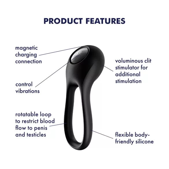 Satisfyer Majestic Duo - vibracijski obroč za penis - polnjenje USB