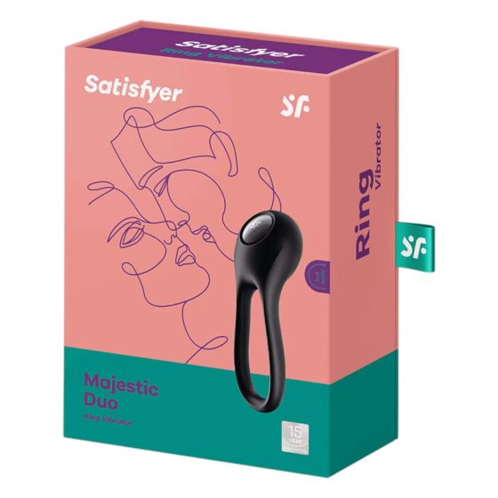 Satisfyer Majestic Duo - vibracijski obroček za penis na baterije, vodoodporen (črn)