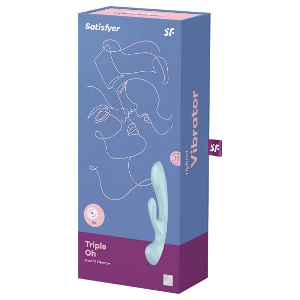 Satisfyer Triple Oh - vibrator s stimulacijo klitorisa - polnilni - modra