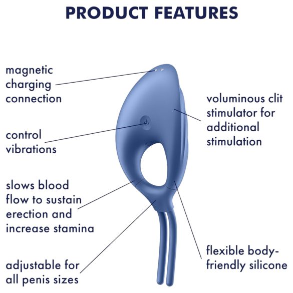 Satisfyer Swordsman - vibracijski obroč za penis - polnilni - modra