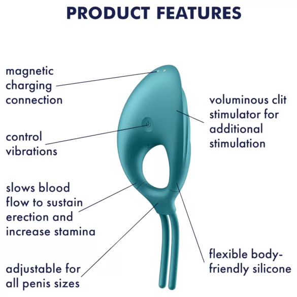 Satisfyer Swordsman - vibrirajoči erekcijski obroč - akumulatorski - zelen