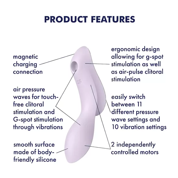 Satisfyer Curvy Trinity 2 - vibracijski zračni stimulator 2v1 - vijoličen