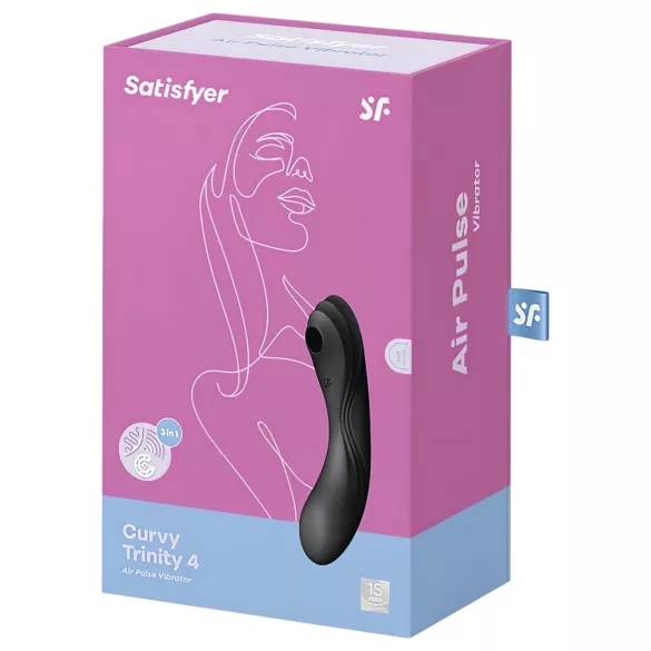 Satisfyer Curvy Trinity 4 - vibrator z zračnimi valovi 2v1 - črna