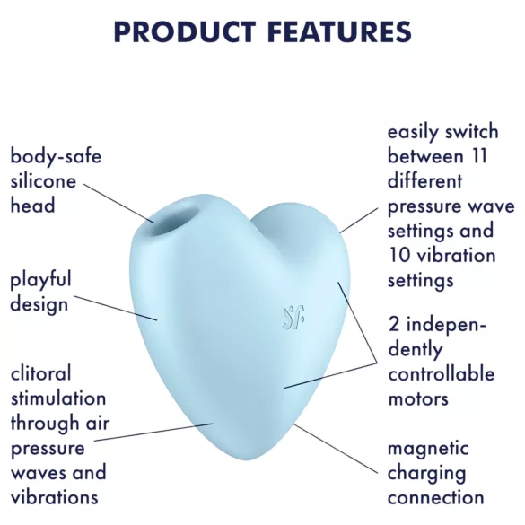 Satisfyer Cutie Heart - klitoralni stimulator z zračnimi valovi - modra