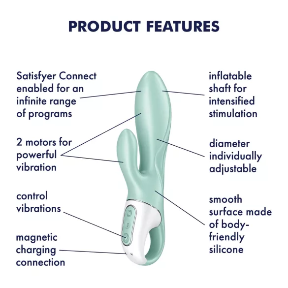 Satisfyer Air Pump Bunny 5 - aplikacijsko vodeni napihljivi vibrator (meta)