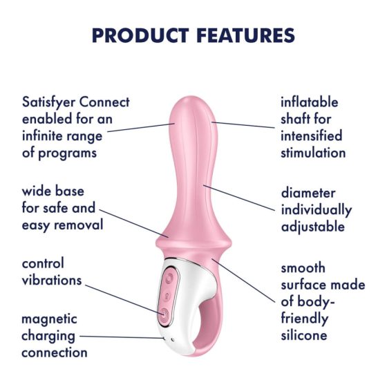 Satisfyer Air Pump Booty 5 - pametni analni vibrator za polnjenje (roza)