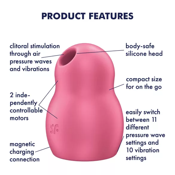Satisfyer Pro To Go 1 - stimulator klitorisa z zračnimi valovi - polnilec - rdeč