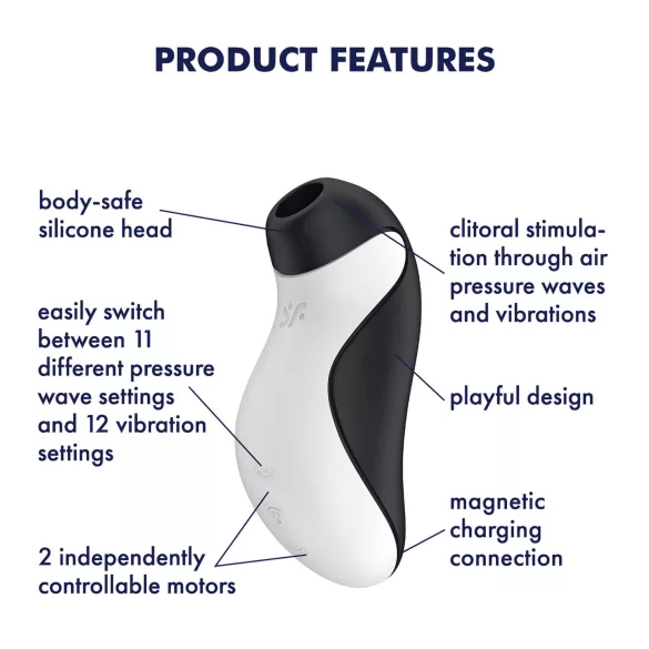 Satisfyer Orca - vodoodporen vibrator za klitoris z zračnimi valovi (črno-beli)
