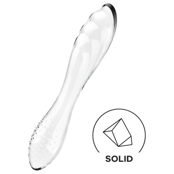 Satisfyer Dazzling Crystal 1 - dvostranski stekleni dildo - prozoren