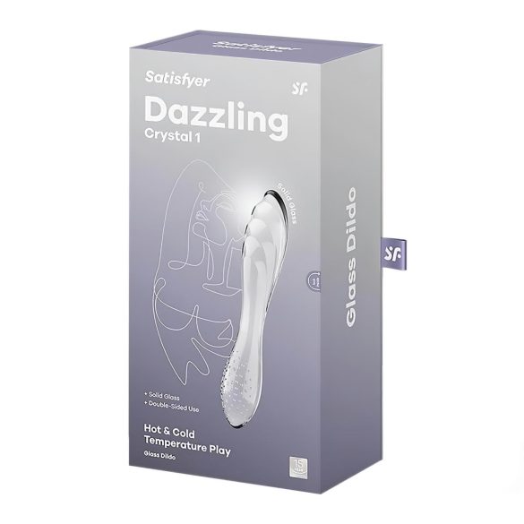 Satisfyer Dazzling Crystal 1 - dvostranski stekleni dildo - prozoren
