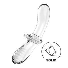   Satisfyer Double Crystal - dvostranski stekleni dildo - prozoren