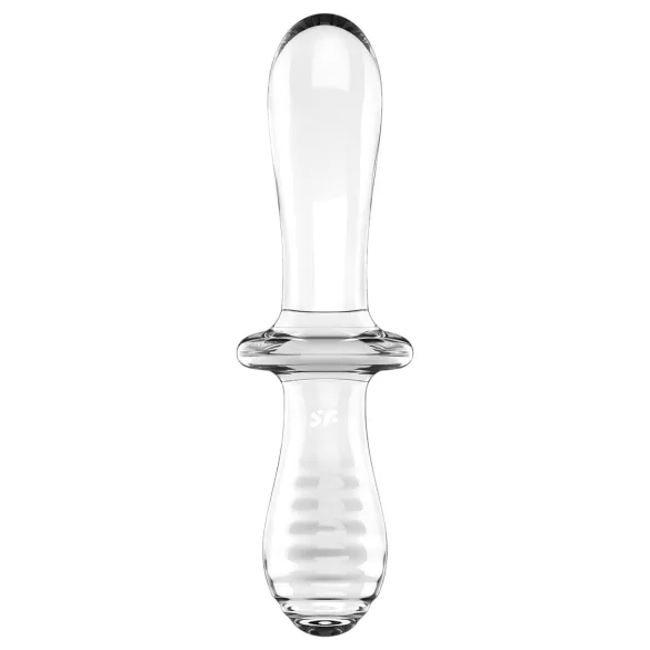 Satisfyer Double Crystal - dvostranski stekleni dildo - prozoren
