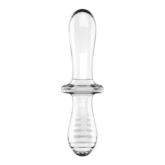 Satisfyer Double Crystal - stekleni dildo z dvema koncema (prosojen)