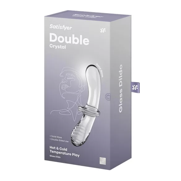 Satisfyer Double Crystal - dvostranski stekleni dildo - prozoren