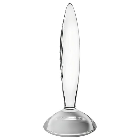 Satisfyer Sparkling Crystal - stekleni dildo z rebrasto strukturo - prozoren