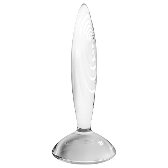 Satisfyer Sparkling Crystal - stekleni dildo z rebrasto strukturo - prozoren