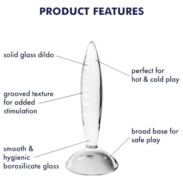 Satisfyer Sparkling Crystal - stekleni dildo z rebrasto strukturo - prozoren