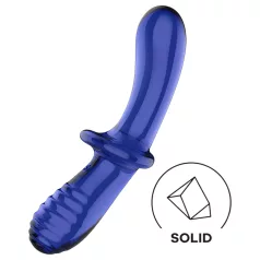   Satisfyer Double Crystal - dvostranski stekleni dildo - modra