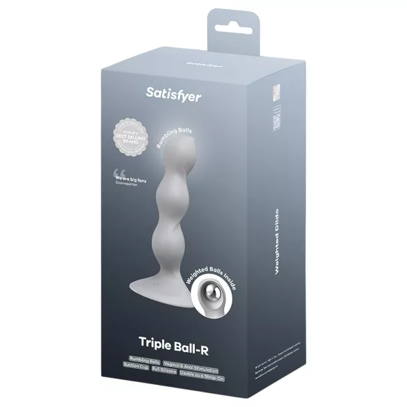 Satisfyer Triple Ball-R - dildo z biseri - siva