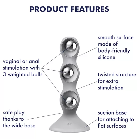 Satisfyer Triple Ball-R - dildo z biseri - siva