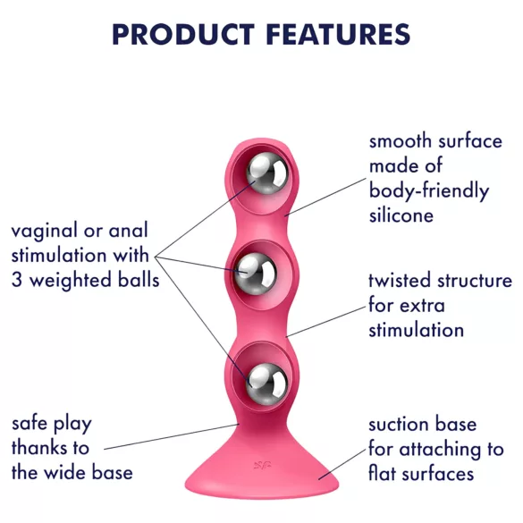 Satisfyer Triple Ball-R - analni vibrator z bunkicami - roza