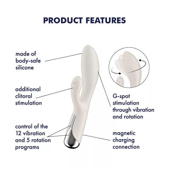 Satisfyer Spinning Rabbit 1 - vibrator z vrtečo se klitoralno ročico (bež)